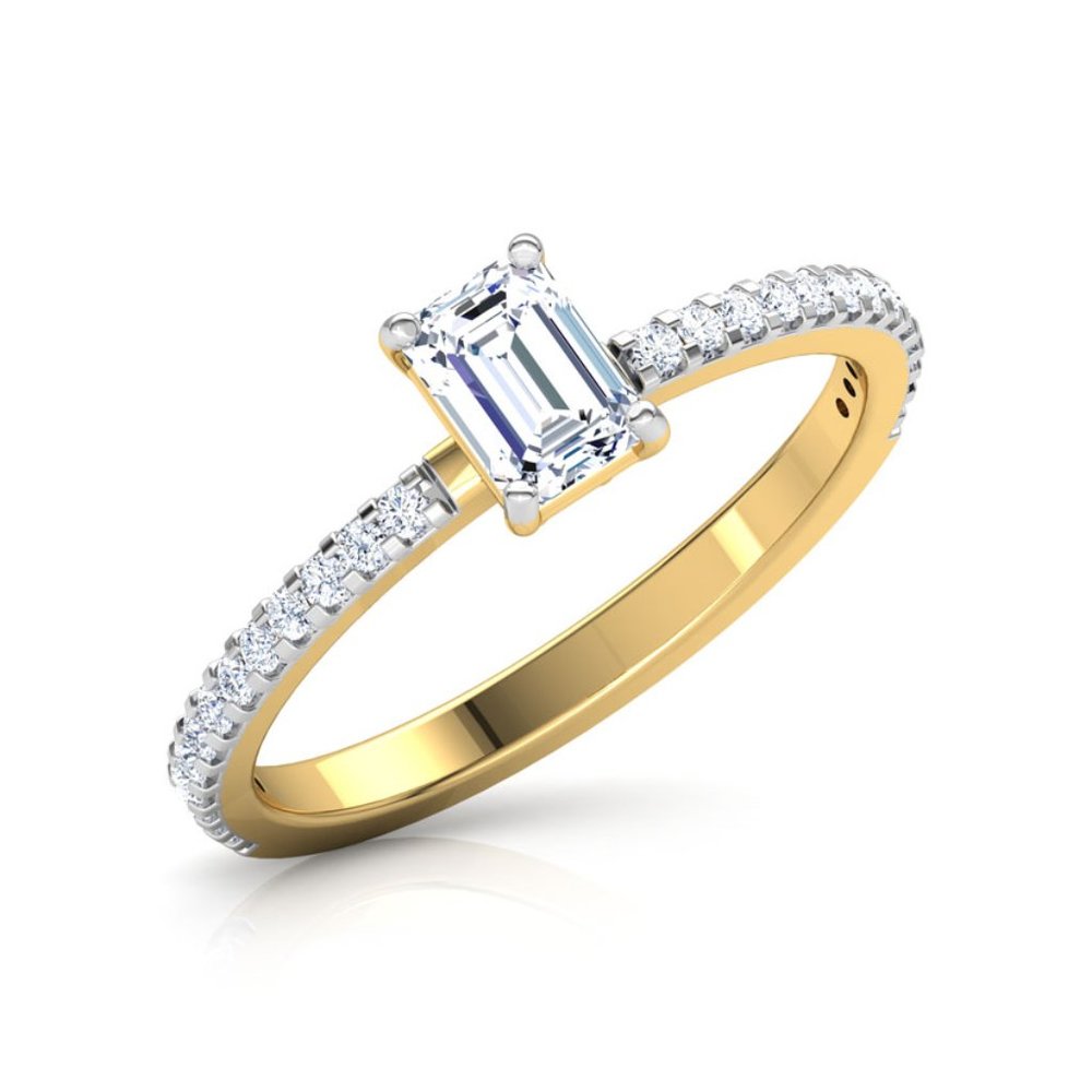 0.64 CTW Emerald Diamond Engagement Ring 14k Gold